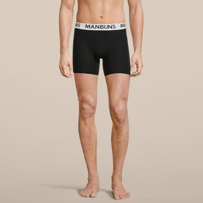 Men's Classic Black Boxer Brief Underwear - Comfortable Cotton Blend