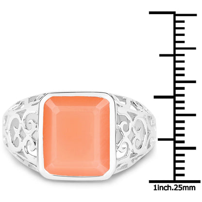 5.75 Carat Genuine Peach Moonstone .925 Sterling Silver Ring by Bids.com
