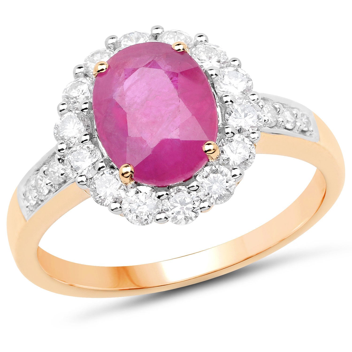 2.84 Carat Genuine Burma Ruby and White Diamond 18K Yellow Gold Ring by Bids.com