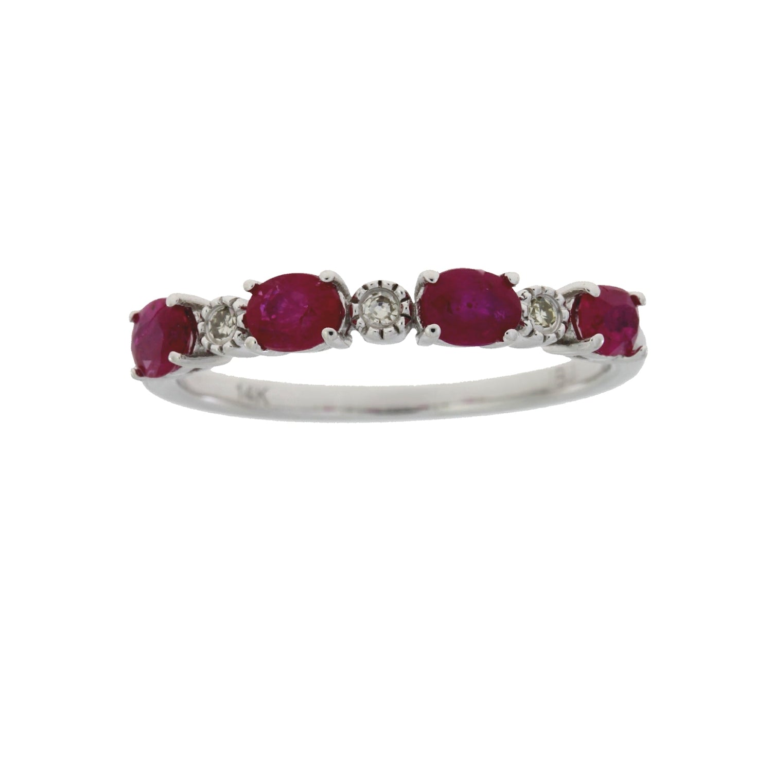 1.08ct Ruby Diamond Fashion band rings 14KT White Gold by Bids.com