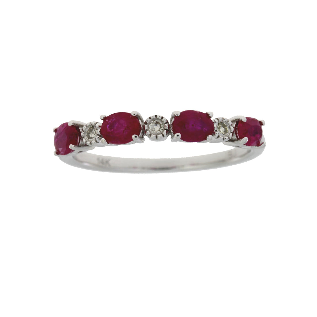 1.08ct Ruby Diamond Fashion band rings 14KT White Gold by Bids.com