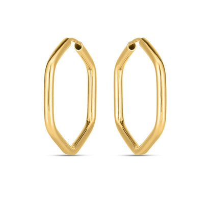 14k Yellow Gold Endless Hexagon Hoop Earrings by Bids.com