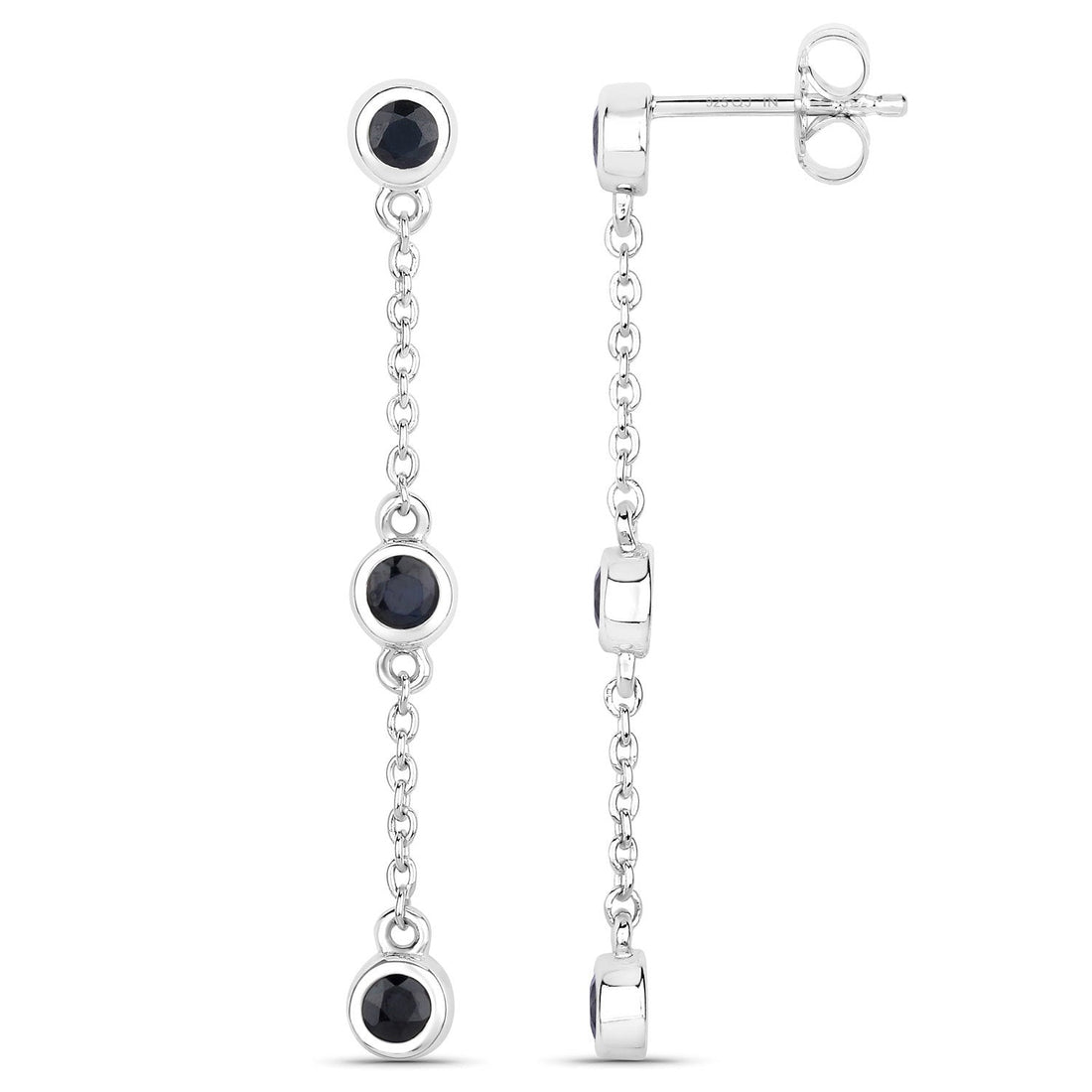 0.66 Carat Genuine Blue Sapphire .925 Sterling Silver Earrings by Bids.com