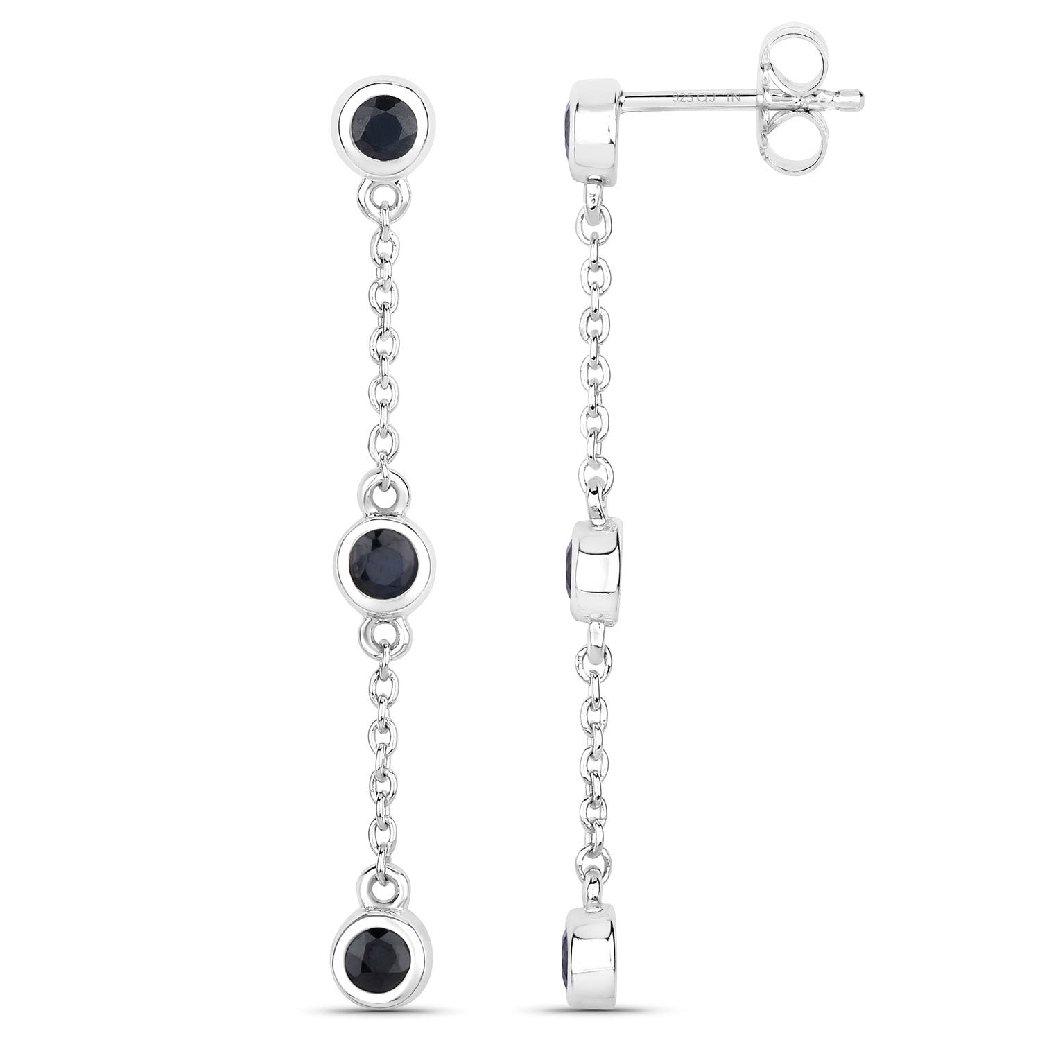 0.66 Carat Genuine Blue Sapphire .925 Sterling Silver Earrings by Bids.com