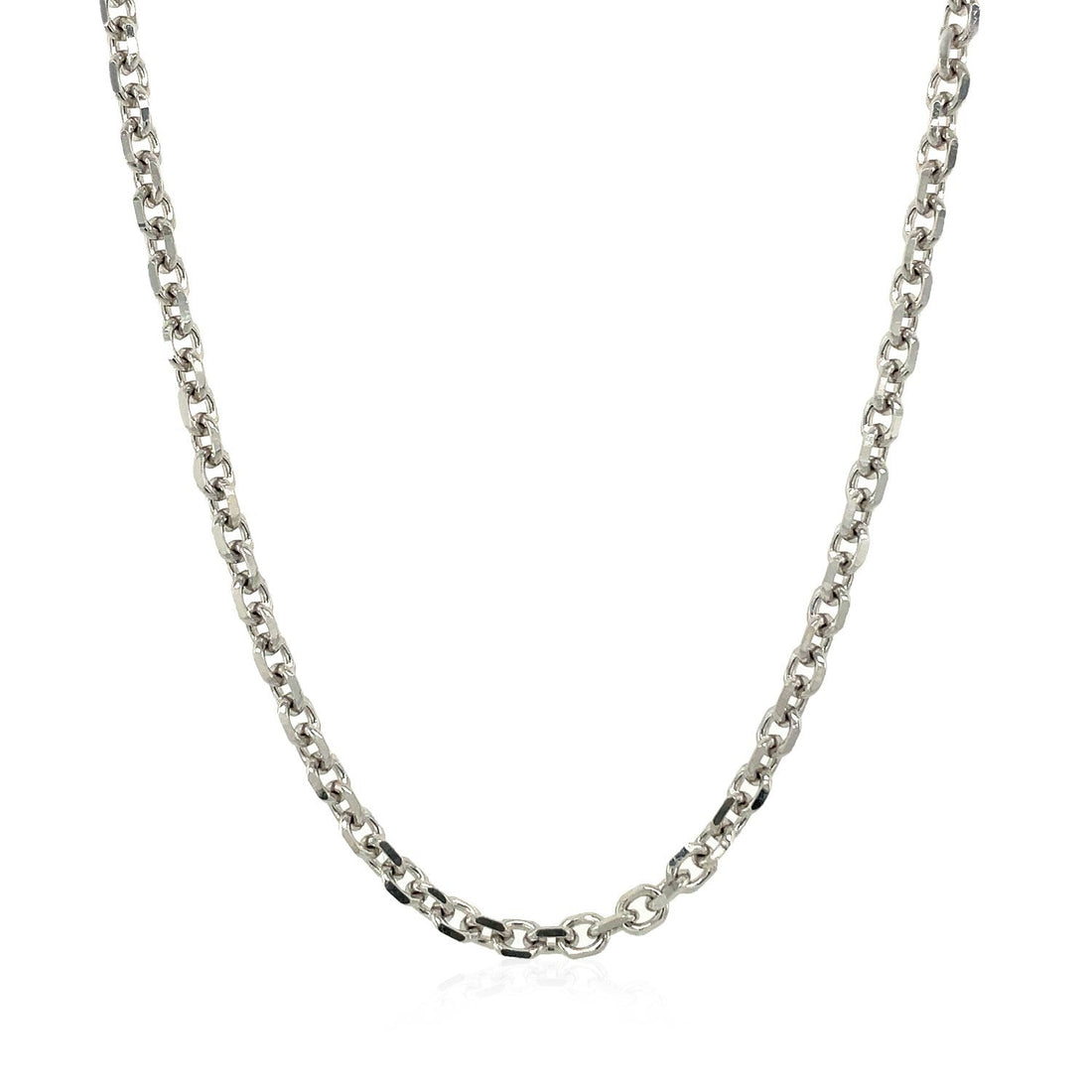 14k White Gold Diamond Cut Cable Link Chain (2.90 mm) by Bids.com