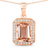 1.98 Carat Genuine Morganite and White Diamond 14K Rose Gold Pendant  DestGlow