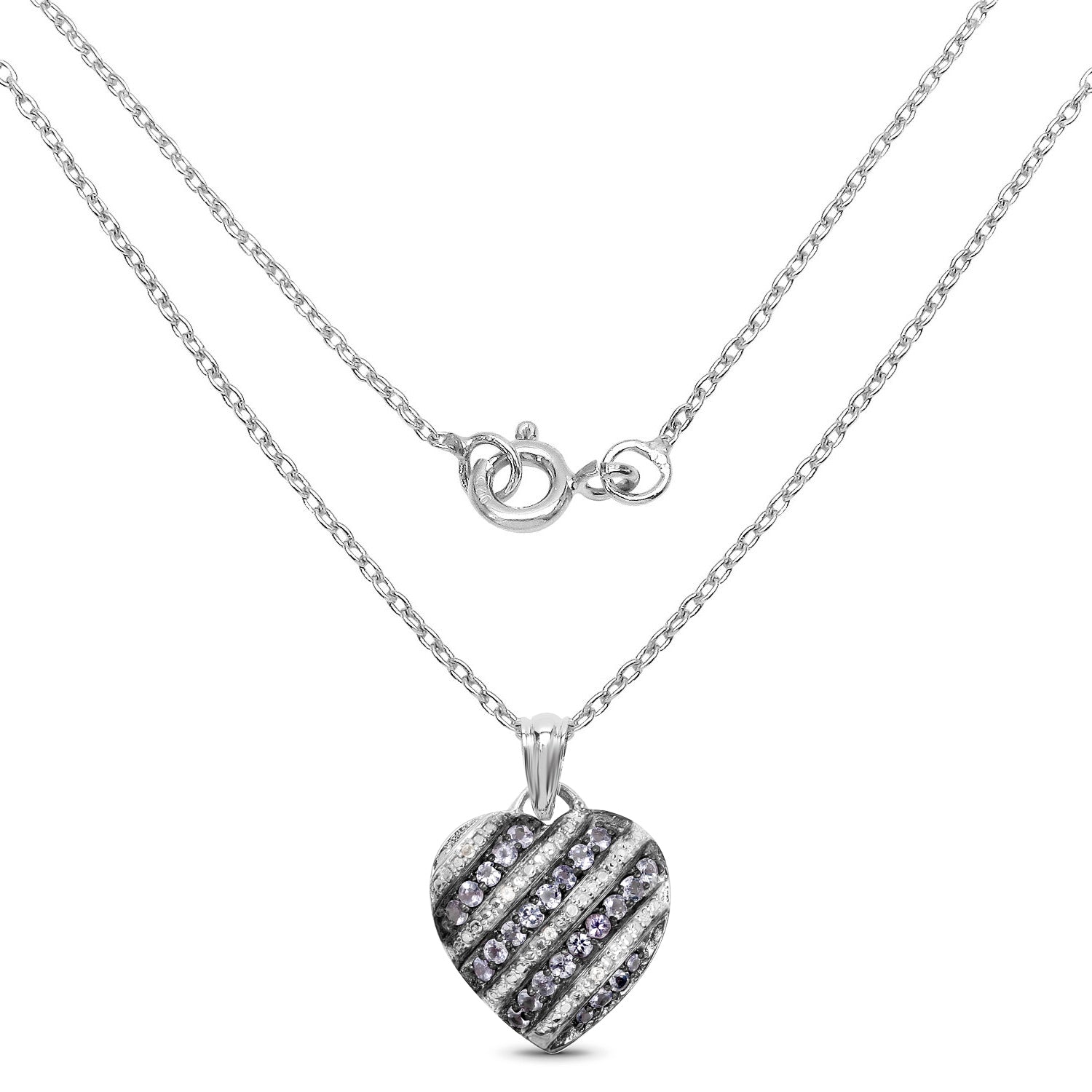 1.30 Carat Genuine Tanzanite and White Topaz .925 Sterling Silver Pendant by Bids.com