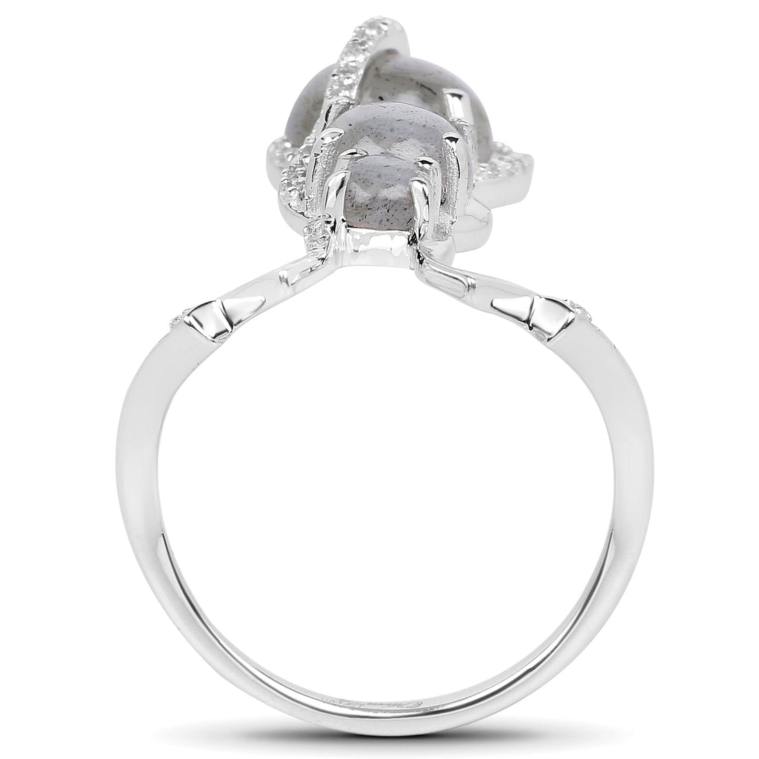 2.79 Carat Genuine Labradorite And White Topaz .925 Sterling Silver Ring by Bids.com