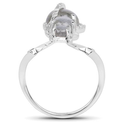 2.79 Carat Genuine Labradorite And White Topaz .925 Sterling Silver Ring by Bids.com