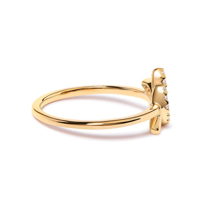 10K Yellow Gold 1/10 Cttw Diamond Leaf and Branch Ring (H-I Color, I1-I2 Clarity) - Ring Size 7 by Bids.com