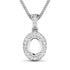 0.18 Carat Genuine White Diamond 14K White Gold Semi Mount Pendant - holds 8x6mm Oval Gemstone by Bids.com