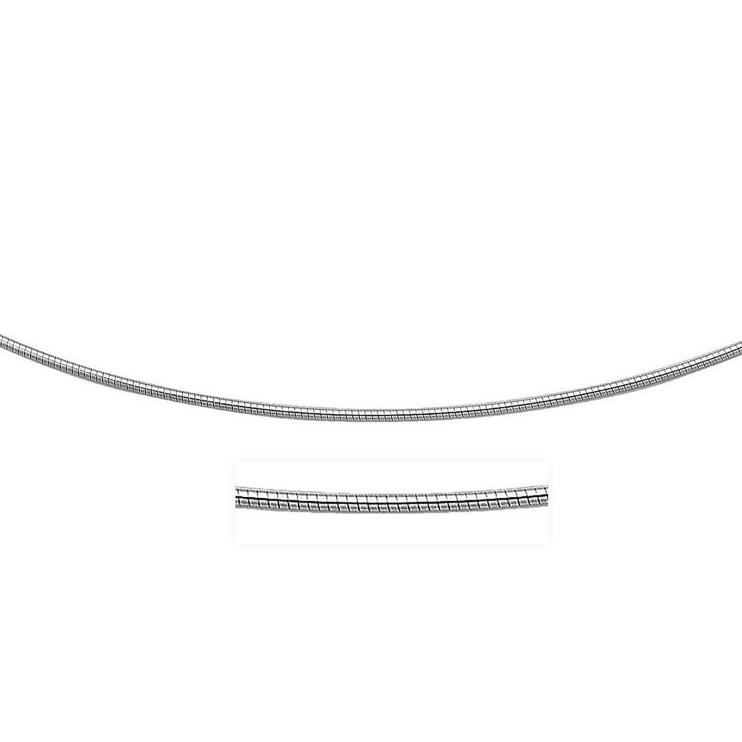 Sterling Silver Round Omega Style Chain Necklace with Rhodium Plating (1.55mm) by Bids.com