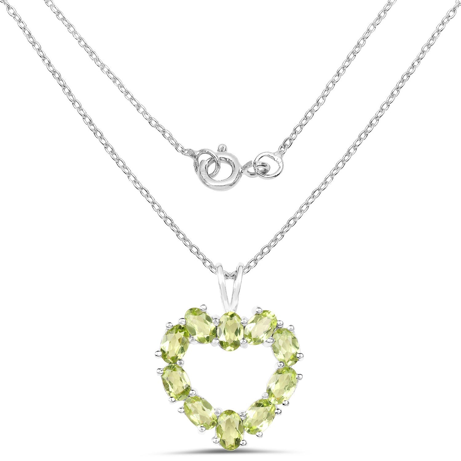 4.50 Carat Genuine Peridot .925 Sterling Silver Pendant  DestGlow