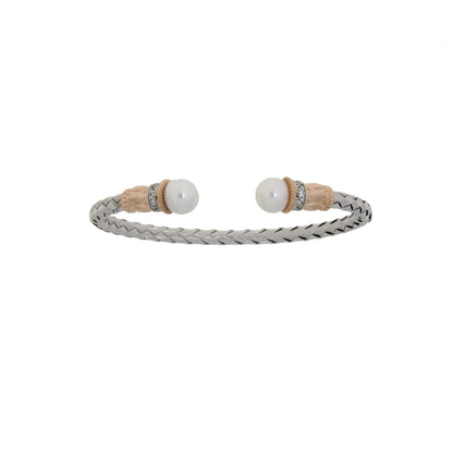 Genuine FW Pearl Bangle Bracelet Sterling Silver by Bids.com