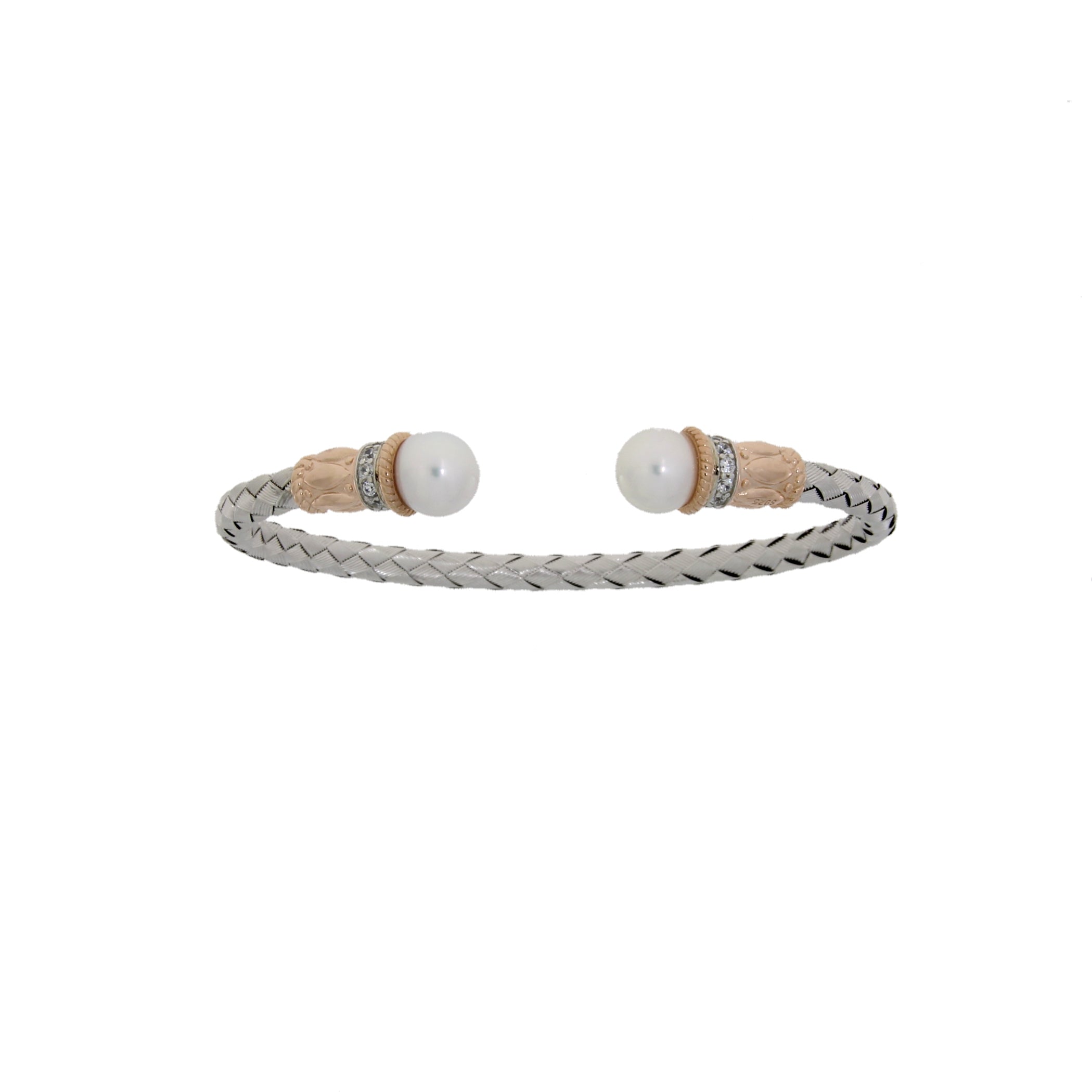 Genuine FW Pearl Bangle Bracelet Sterling Silver by Bids.com