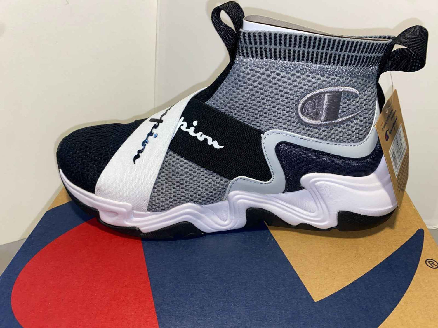 Champion Hyper CX Men’s Sneakers Size 9 M Concrete/Black Slip-On Athletic Shoes