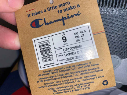 Champion Hyper CX Men’s Sneakers Size 9 M Concrete/Black Slip-On Athletic Shoes