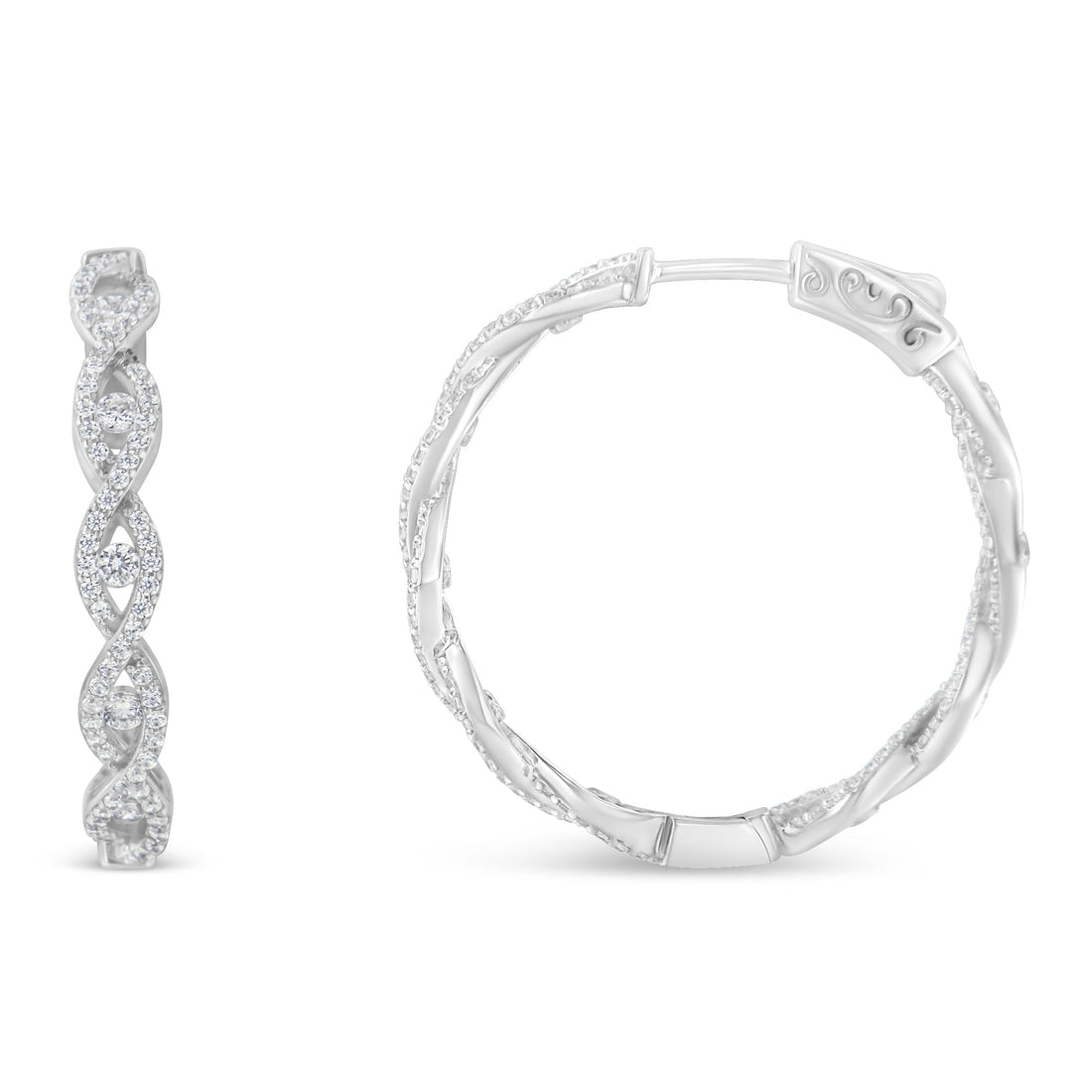 10K White Gold Diamond Hoop Earrings (1 1/2 cttw, H-I Color, I1-I2 Clarity) by Bids.com