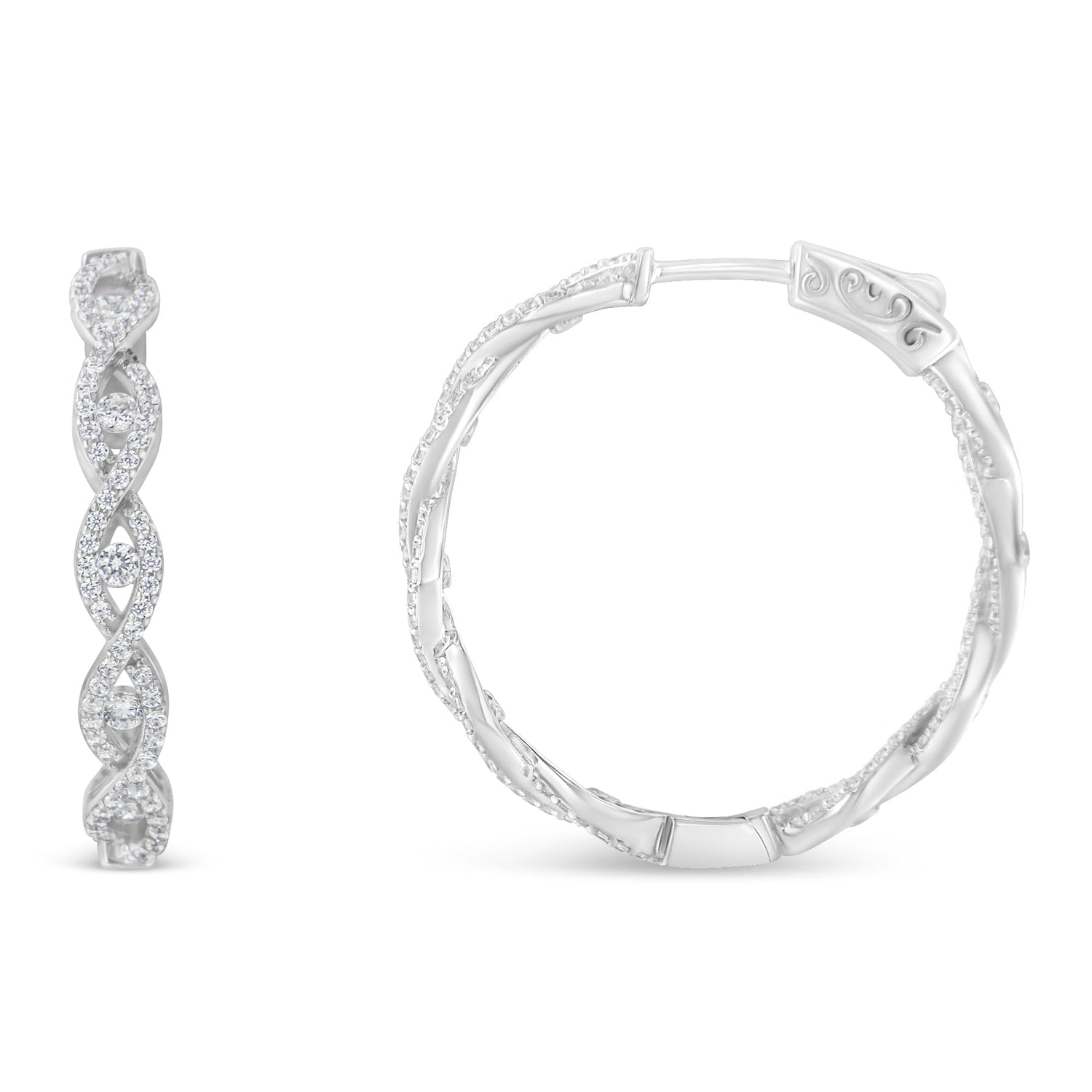 10K White Gold Diamond Hoop Earrings (1 1/2 cttw, H-I Color, I1-I2 Clarity) by Bids.com