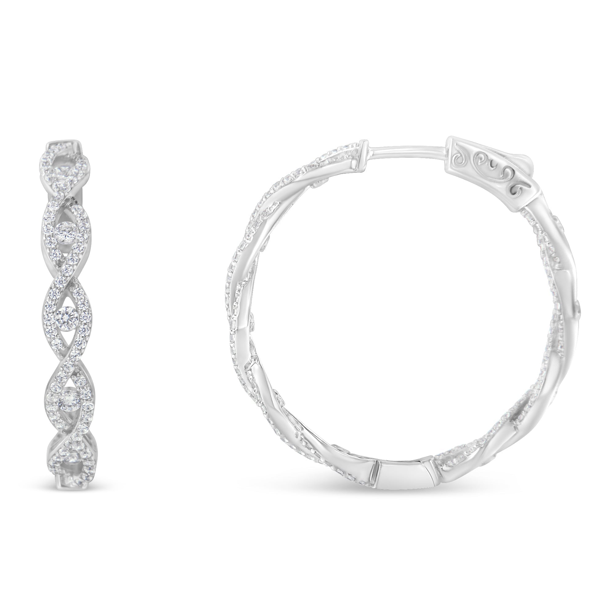 10K White Gold Diamond Hoop Earrings (1 1/2 cttw, H-I Color, I1-I2 Clarity) by Bids.com