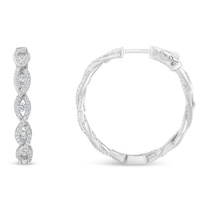 10K White Gold Diamond Hoop Earrings (1 1/2 cttw, H-I Color, I1-I2 Clarity) by Bids.com