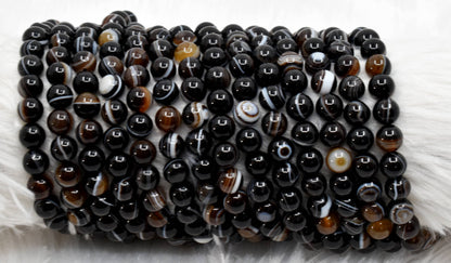 Black Eye Agate AAA Grade 6mm, 8mm, 10mm Round Beads  DestGlow