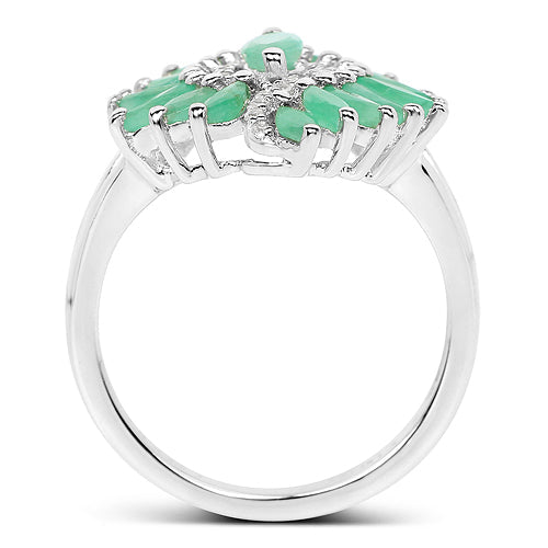 1.63 Carat Genuine Emerald and White Zircon .925 Sterling Silver Ring by Bids.com