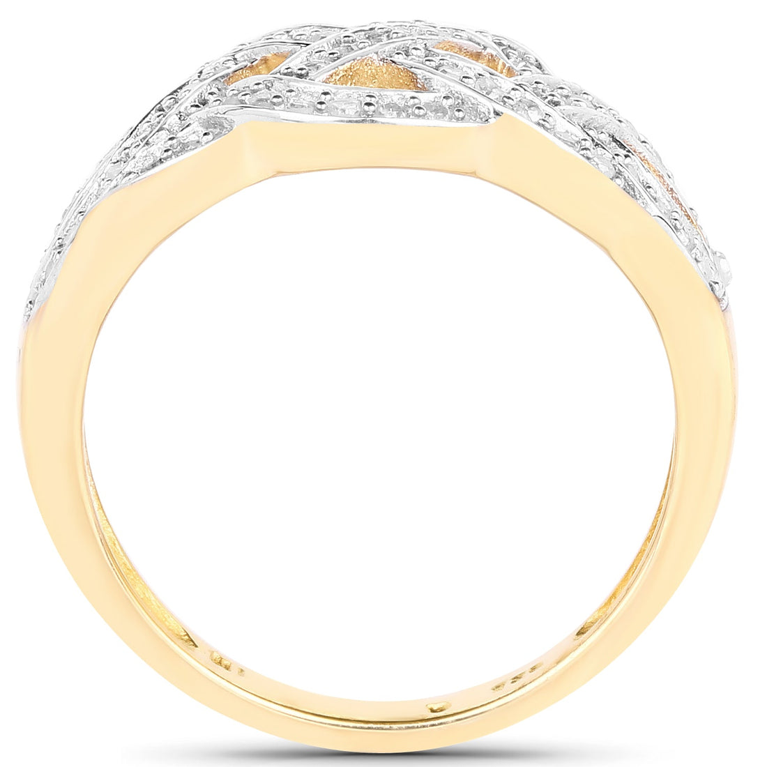 14K Yellow Gold Plated 0.26 Carat Genuine White Diamond .925 Sterling Silver Ring by Bids.com