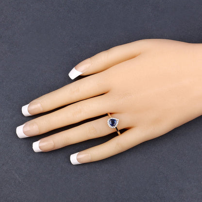 0.73 Carat Genuine Blue Sapphire and White Diamond 14K Yellow Gold Ring by Bids.com
