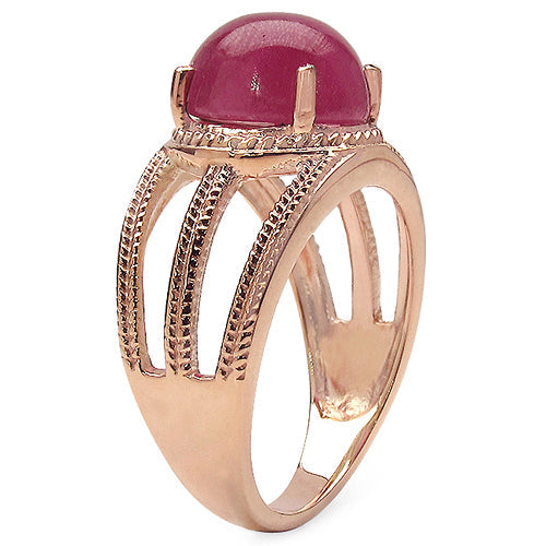 14K Rose Gold Plated 6.55 Carat Genuine Glass Filled Ruby .925 Sterling Silver Ring by Bids.com