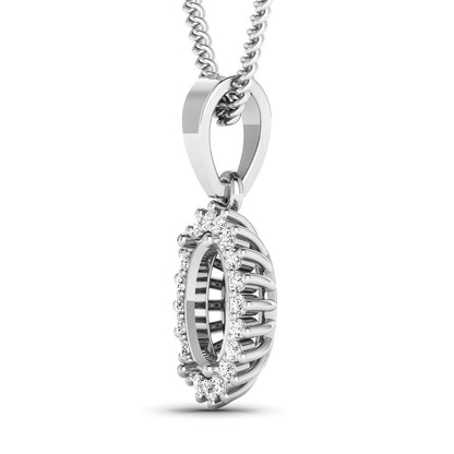 0.13 Carat Genuine White Diamond 14K White Gold Semi Mount Pendant - holds 8x6mm Oval Gemstone by Bids.com