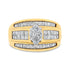 14K Yellow Gold 1 1/2 Cttw Pie, Princess and Baguette-cut Diamond Marquise Shaped Engagement Cocktail Ring Band (H-I Color, I1-I2 Clarity) - Ring Size 7  DestGlow