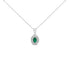 14K White Gold Oval 6x4 MM Green Emerald and Diamond Halo Pendant Necklace - 18 inch by Bids.com