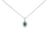 14K White Gold Oval Green Emerald and Diamond Halo Pendant Necklace - 18" Inches by Bids.com