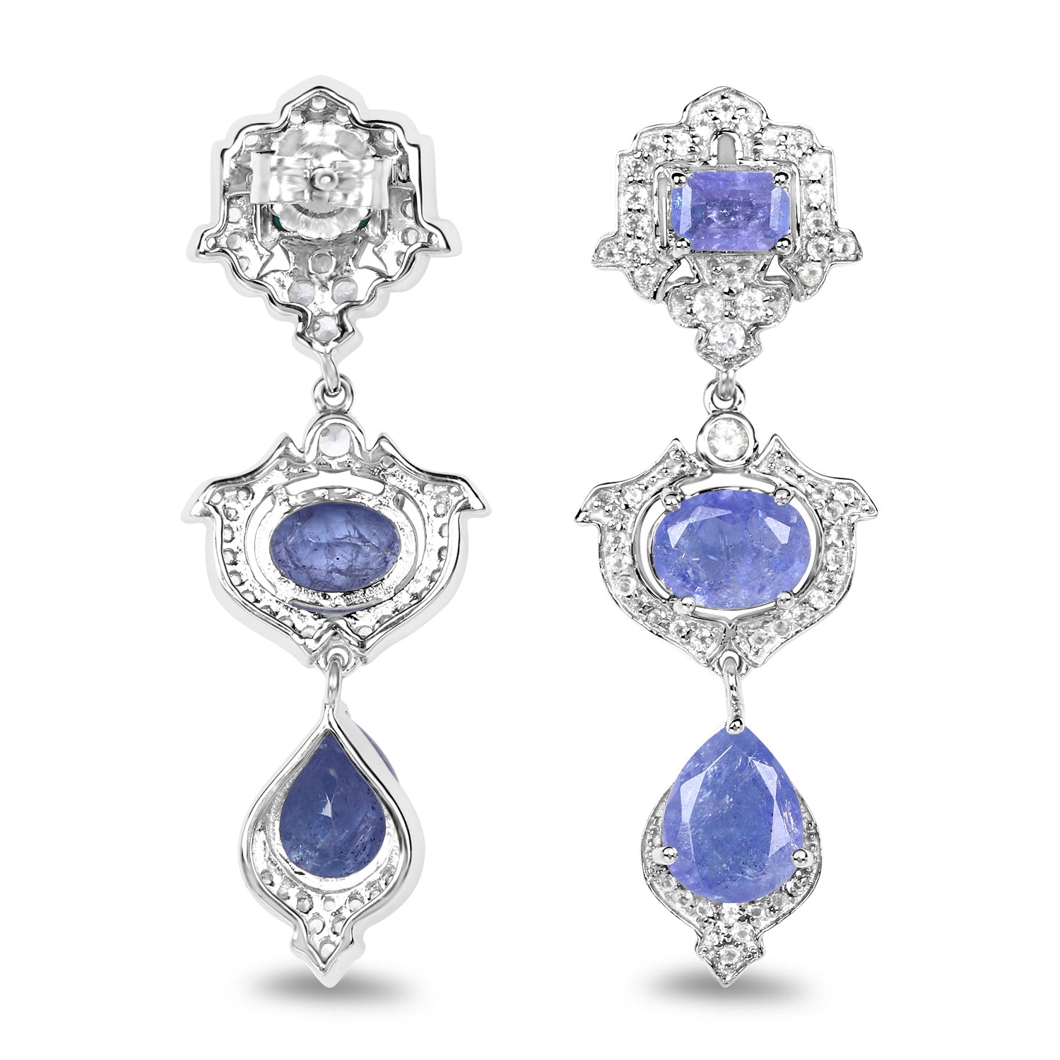 7.73 Carat Genuine Tanzanite and White Topaz .925 Sterling Silver Earrings by Bids.com