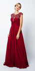 CLEARANCE - Juliet 585 A-Line Gown Cap Sleeve Empire Waist Full Length (Size M) by DiscountDressShop