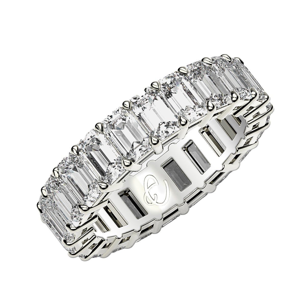 Emerald Cut Lab Grown Diamond Eternity Ring in 14k White Gold (2 cttw FG/VS2)  DestGlow