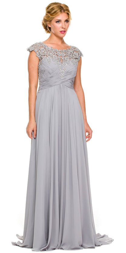 Juliet 585 A-Line Gown Cap Sleeve Empire Waist Full Length by DiscountDressShop
