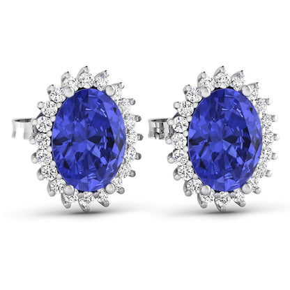 2.56 Carat Genuine Tanzanite and White Diamond 14K White Gold Earrings by Bids.com
