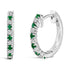 10K White Gold Alternating Emerald 1/10 Cttw Diamond Huggy Hoop Earrings (I-J Color, I1-I2 Clarity) by Bids.com