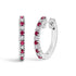 10K White Gold Alternating Diamond and Red Ruby Huggy Hoop Earrings (I-J Color, I1-I2 Clarity) by Bids.com