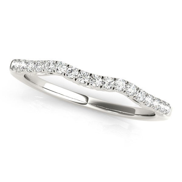 14k White Gold Wave Motif Diamond Wedding Band (1/5 cttw) by Bids.com