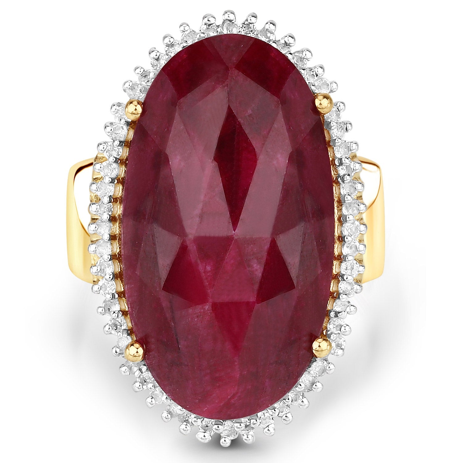 19.11 Carat Dyed Ruby and White Topaz .925 Sterling Silver Ring by Bids.com