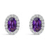 10K White Gold 5x3 MM Oval Purple Amethyst and Diamond Halo Stud Earrings (I-J Color, I1-I2 Clarity) by Bids.com