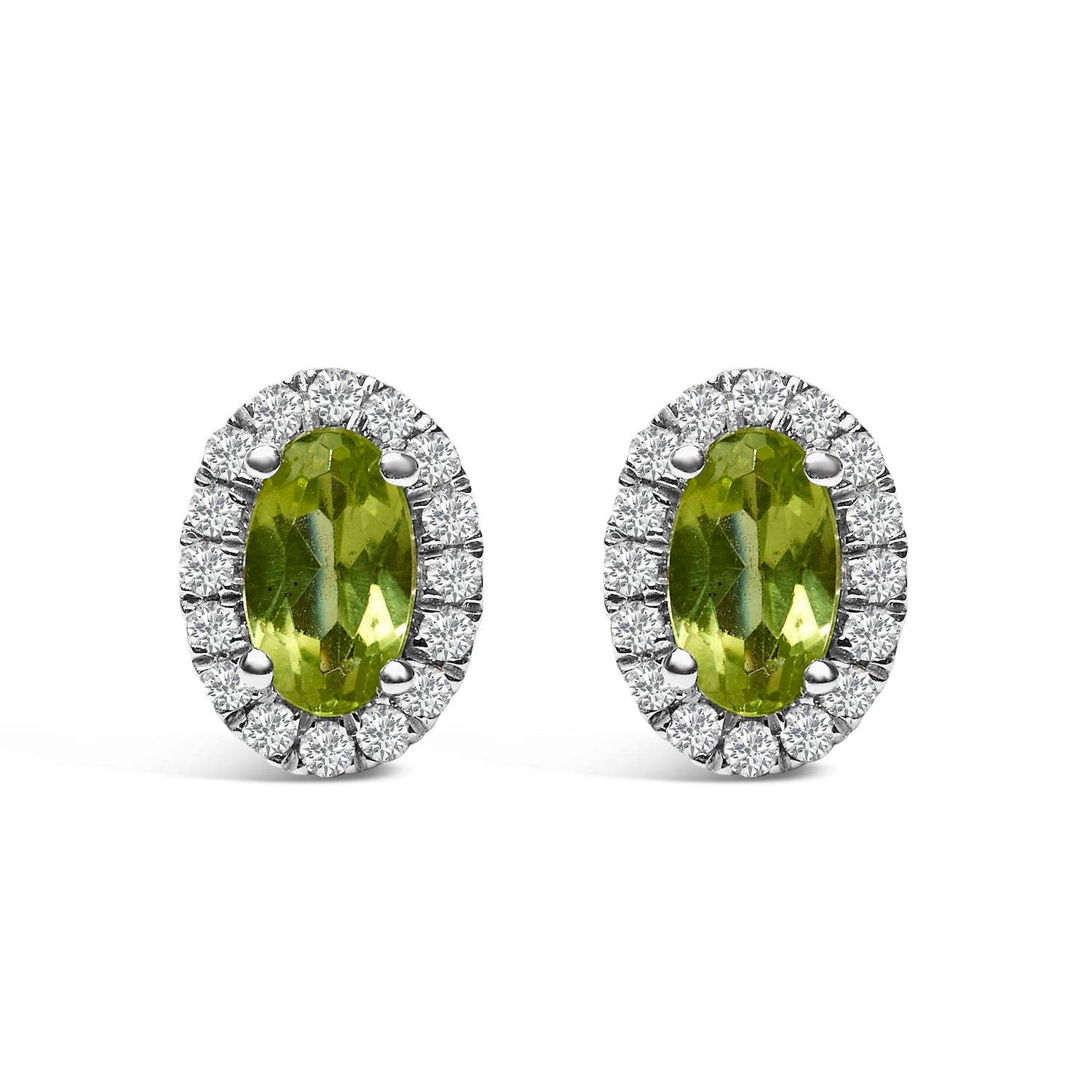 10K White Gold 5x3 MM Oval Purple Amethyst and Diamond Halo Stud Earrings (I-J Color, I1-I2 Clarity) by Bids.com