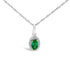 10K White Gold 5x3mm Green Emerald and Diamond Accent Halo Oval Shape 18" Pendant Necklace (I-J Color, I1-I2 Clarity) by Bids.com