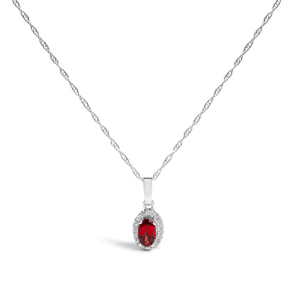 10K White Gold 5x3mm Green Emerald and Diamond Accent Halo Oval Shape 18" Pendant Necklace (I-J Color, I1-I2 Clarity) by Bids.com