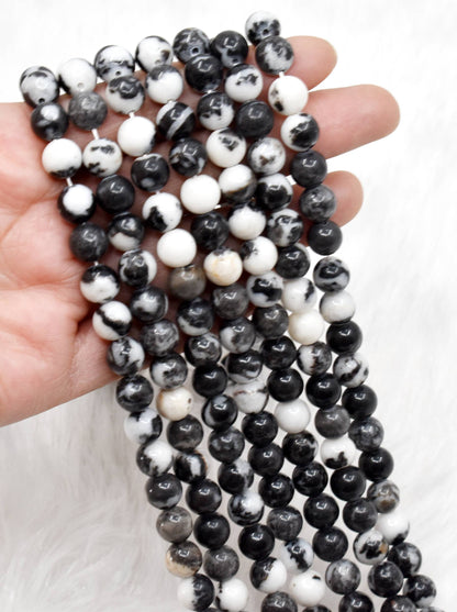 Black &amp; White Zebra Jasper AAA Grade 4mm, 6mm, 8mm, 10mm, 12mm Round Beads  DestGlow