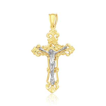 14k Two Tone Gold Cross Pendant  DestGlow