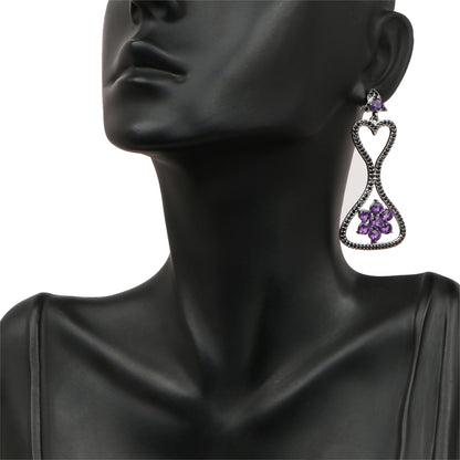 6.31 Carat Genuine Amethyst &amp; Black Spinel .925 Sterling Silver Earrings by Bids.com